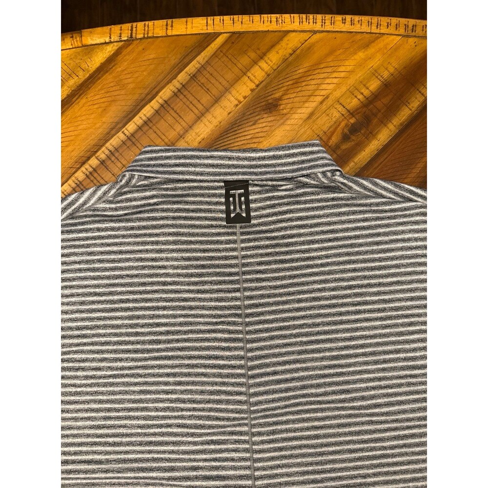 Nike Tiger Woods Dri-FIT Golf Polo Shirt Mens XXL Gray White Striped Performance - Picture 9 of 12